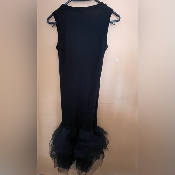 Brunello Cucinelli gray/black wool knit tank dress with tulle skirt, XS - Picture 2 of 7